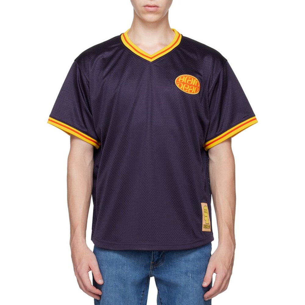 Brain Dead Homers Mesh Baseball Jersey in Navy Unisex Sz Large